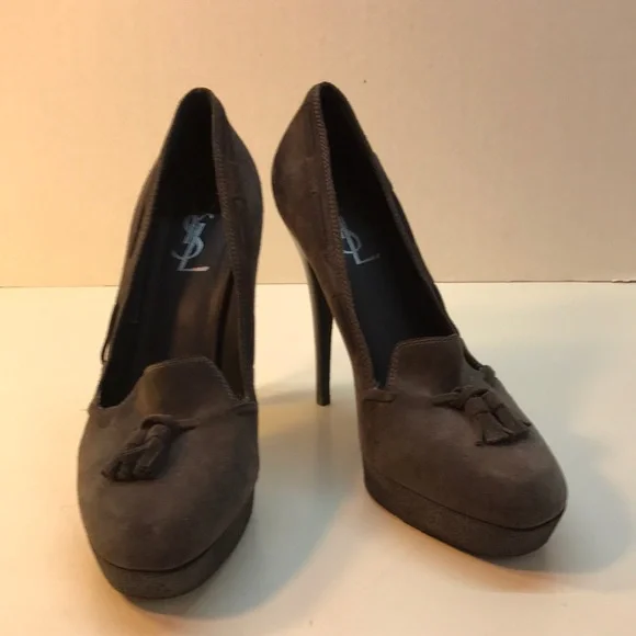 Yves Saint Laurent Gray Suede Heels Made in Italy Size 41 (US 10) - Picture 5 of 15